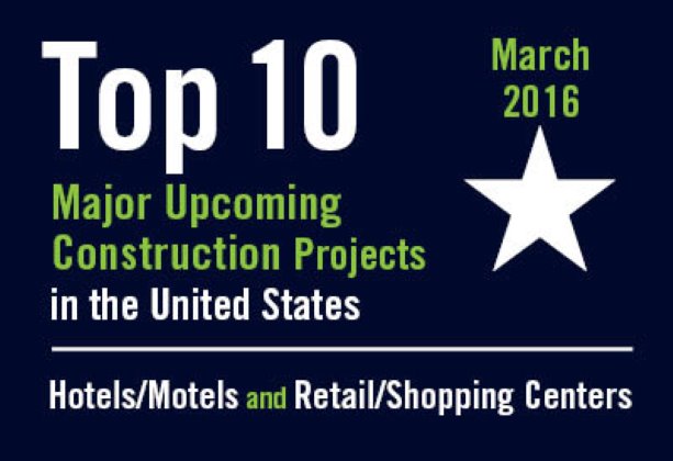 Twenty major upcoming Hotel/Motel and Retail/Shopping Center construction projects - U.S. - March 2016