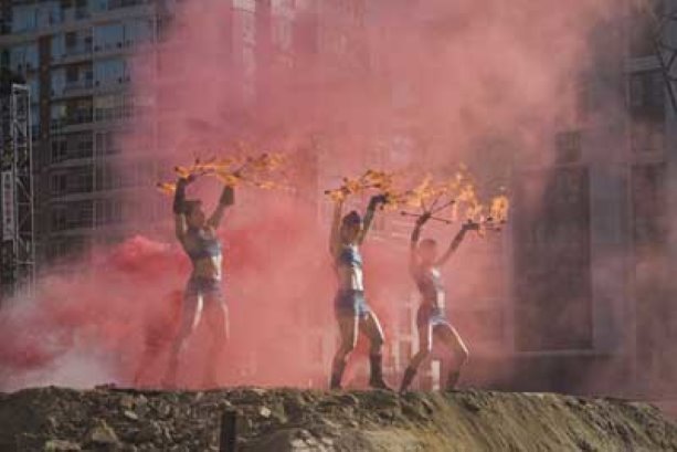 Aerialists soar at groundbreaking celebration for Four Seasons Hotel and Private Residences