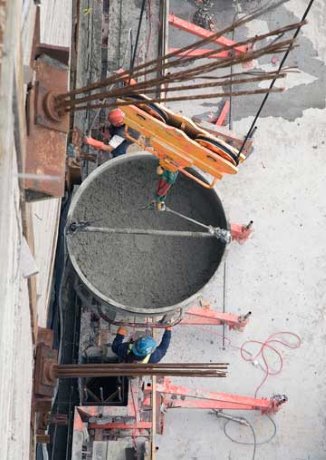 Pouring on the concrete at Shangri-La Toronto