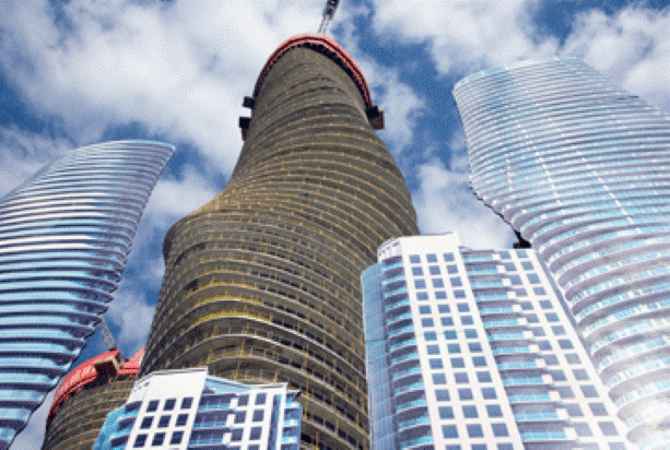 Work continues on Absolute World Tower Four condos in Mississauga, Ontario