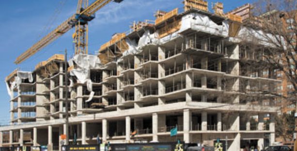 Construction continues on Strata Condos in Burlington, Ontario