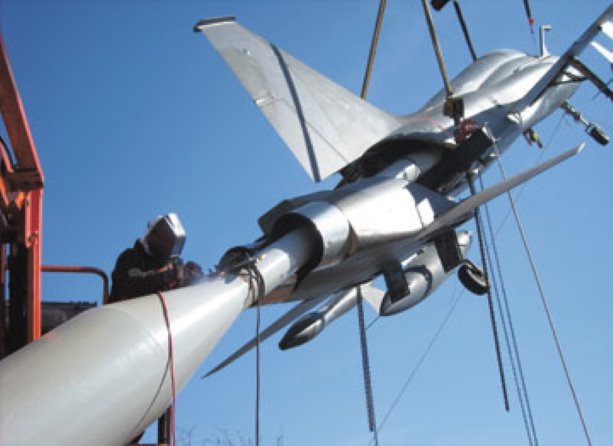 Steel key for CF-5 fighter jet monument at Toronto defence facility