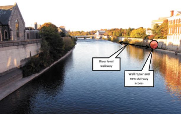 Concrete flood wall repairs combined in Cambridge, Ontario
