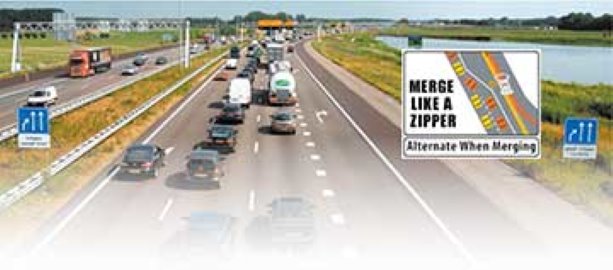 Zipper merge keeps construction zone traffic moving