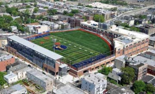 Unique rooftop playing field crowns U.S. high school