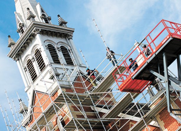 Historic church renovation reaches new heights