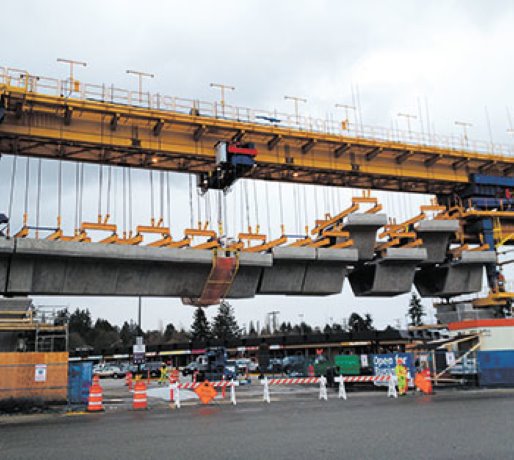 Elevated guideway shifts during construction