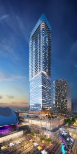 A rendering shows what Edmonton’s Stantec tower will look like when complete next year. The 69-storey tower is now partially open.