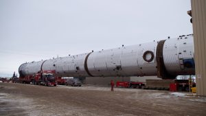 An 820-tonne piece of heavy petrochemical equipment called a “splitter,” left Edmonton on Jan. 6. Alberta Transportation recently conducted a study that advocated for improvements to Alberta’s high load corridors to transport similar equipment.