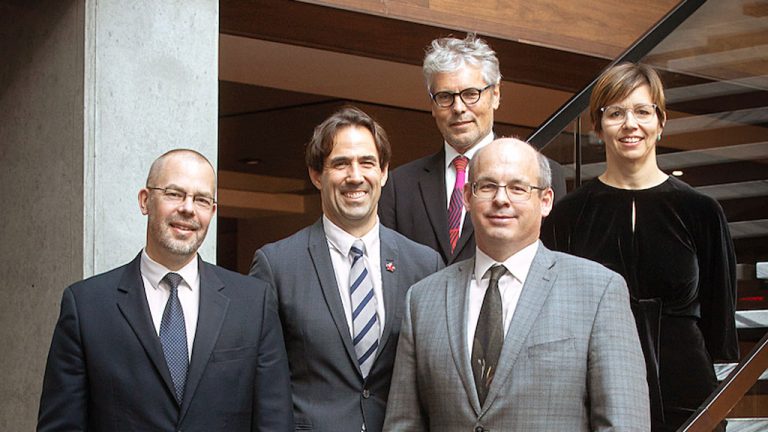 Representatives of the European and Canadian negotiating teams gathered in Montreal in October to celebrate the signing of a Mutual Recognition Agreement that creates a framework for reciprocal recognition of architects’ credentials. Pictured bottom right is Peter Streith, chair of the Canadian Architectural Licensing Authorities’ International Relations Committee.