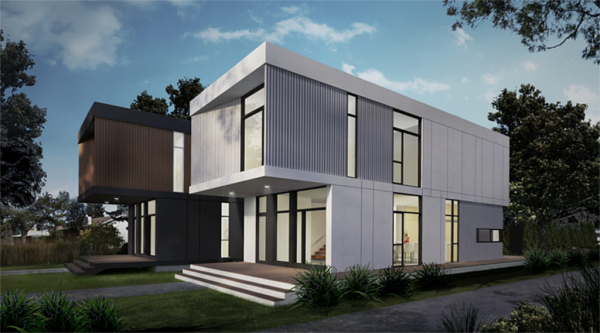 A rendering shows one of 3Leafs’ projects in Alberta. The projects are high-performance homes built out of recycled shipping containers. They are one of the first companies to do container home builds in the province.