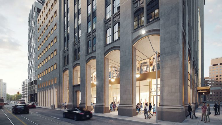 The United Building project will include preservation of the facade of the heritage building at 210 Dundas St. in Toronto.
