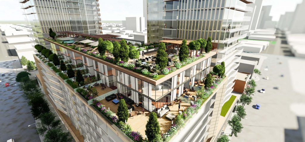 The block between Jasper Avenue and 107 and 108 streets is about to be transformed as a single level retail structure and a unique Spanish Colonial residential complex will make way for two residential towers and a bridging podium.