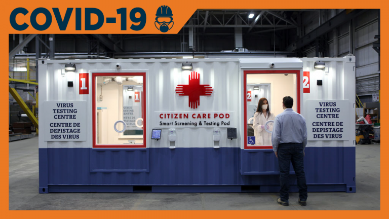 The Citizen Care Pod, a customizable, portable unit with the capabilities to enable turnkey mobile COVID-19 testing in high-traffic business environments and communities to expedite testing, screening, and eventually vaccination on mass scale was introduced recently. The structure was made possible through a partnership led by Citizen Care Pod Corporation with WZMH Architects, PCL Construction, Insight Enterprises and Microsoft.