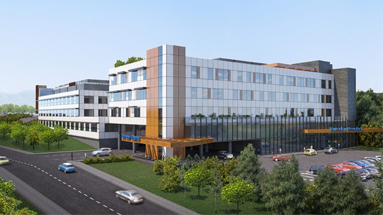 A rendering shows phase one of major expansions planned for Burnaby Hospital. Three finalists have been shortlisted to design and build the $577-million project.