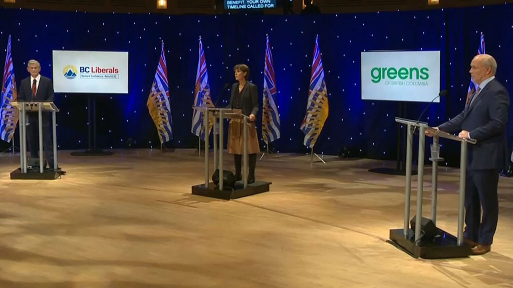 Party leaders spar over housing, resources and environment at B.C. election debate