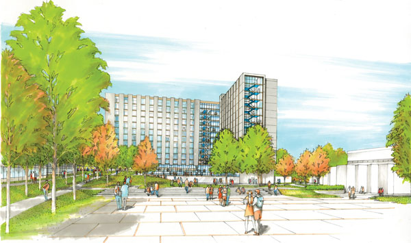 The new student housing project at the Burnaby campus of the British Columbia Institute of Technology will have 264 fully self contained studio apartments and 200 single-bedroom units with shared communal kitchens and washrooms.