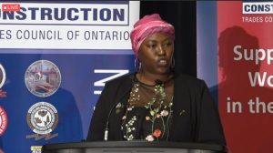 Ontario Building and Construction Tradeswomen committee member Desiree Thelma Smith issued an invitation for new members at the recent Building Trades convention.