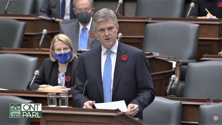 Ontario Finance Minister Rod Phillips delivered the government’s 2020 budget in the Ontario legislature on Nov. 5.