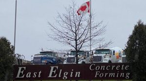 East Elgin Concrete Forming of Tillsonburg, Ont. flew its Canadian flag at half-mast in recognition of the Dec. 11 London, Ont. building collapse.