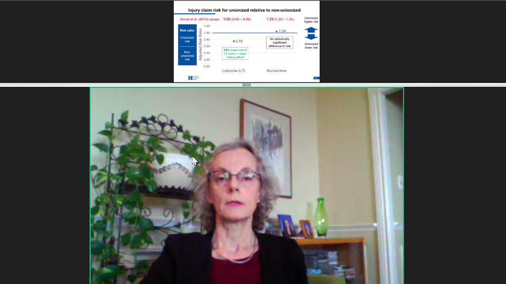 Lynda Robson, a scientist for the Institute for Work and Health presented the findings of the recently released study, Updating a Study of the Union Effect on Safety in the ICI Construction Sector during a webinar Jan. 12. The study found unionized construction sites in Ontario are safer than non-unionized sites, said Robson.