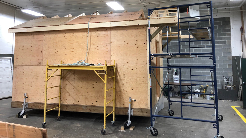 A bunkhouse nears completion in Prince George, B.C. as part of a program to encourage participation in the construction industry. 