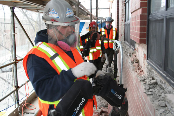 Workers at Atwill-Morin have been using exoskeletons on sites across Montreal.