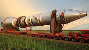 Crews transport a purge bin to Inter Pipeline's Heartland Petrochemical Complex site near Edmonton.