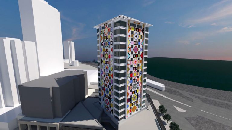 Renowned Vancouver artist Douglas Coupland will create a mural covering the entire surface of The Berkeley, a rental apartment building on the corner of Denman and Davie streets at Vancouver’s English Bay.