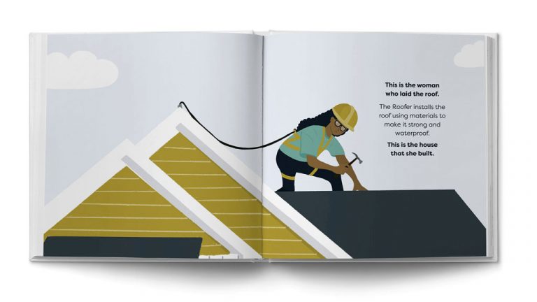 The children’s book The House that SHE Built, written by Mollie Elkman and illustrated by Georgia Castellano, aims to teach children about careers in the construction industry. It is based on a true story about an all-women build in Utah.