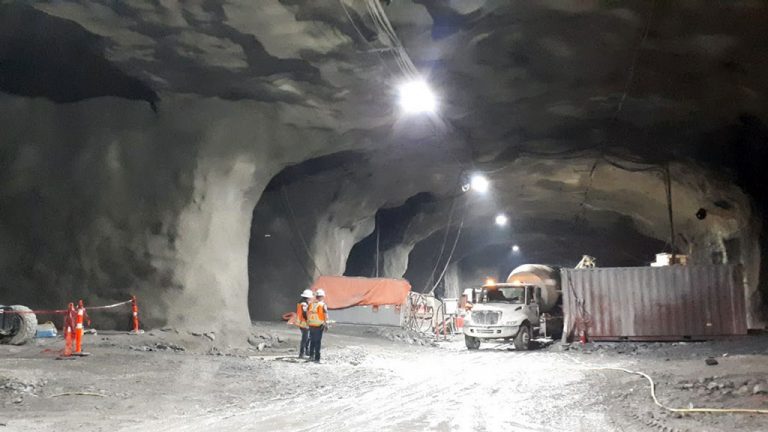 Pictured is the original Mont Royal train tunnel, which has been excavated for passenger waiting platforms and new tracks for REM light rail trains.