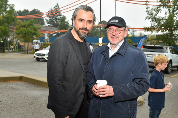 Studio Munge founder and design director Alessandro Munge (left) and Mark Mandelbaum, chairman of Lanterra Developments, celebrated the construction launch of Glenhill Condominiums in Toronto Oct. 3.