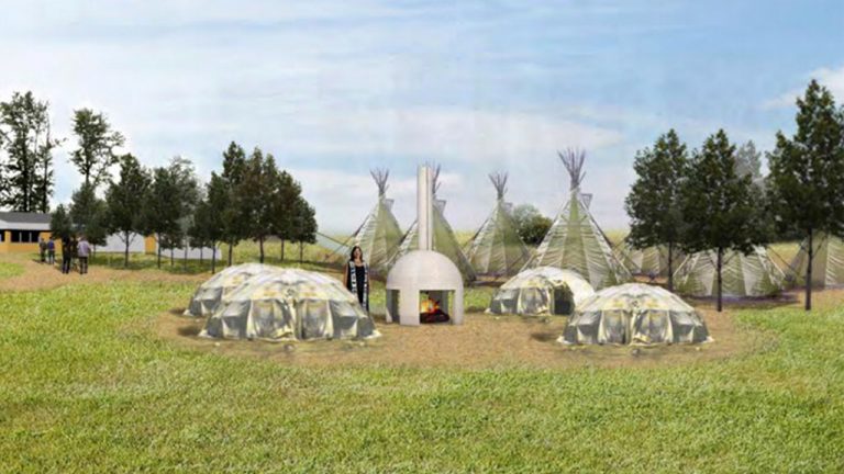 A rendering shows some of Edmonton’s plans for the kihciy askiy site. The city and its Indigenous partners plan to turn the site into an area where Indigenous groups can do ceremonies, grow medicinal herbs and pass on traditions.