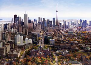 The first tower of the Schwartz Reisman Innovation Centre at the University of Toronto is being built on the north side of College Street east of Queen’s Park Crescent.