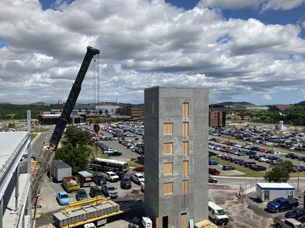 A view of the Health Sciences Centre and construction site of the new adult mental health and addictions hospital in St. John's, Nfld.