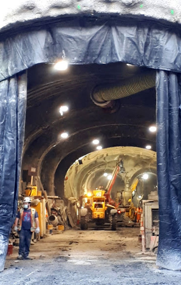 A view into the REM tunnel under Montreal’s McGill College Avenue.