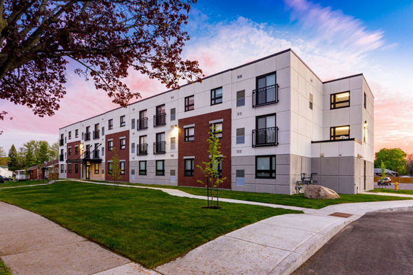 Home for Good is a 40-unit supportive housing building in Belleville Ontario constructed using tilt-up panels.