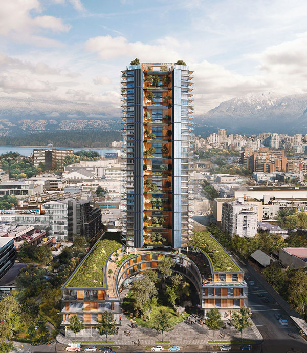 Vancouver’s 40-storey Canada’s Earth Tower by the Delta Land Development in collaboration with architectural firm Perkins+Will is striving for Passive House certification and a zero-carbon standard.