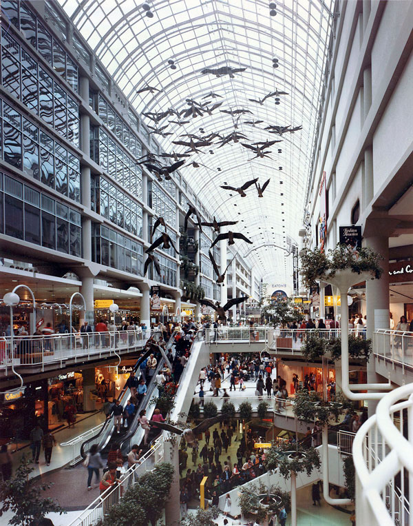 Eberhard Zeidler designed the Toronto Eaton Centre. He was well known for incorporating atriums, natural light, greenspaces and “interior streets” into the buildings he designed. His philosophy was to design buildings for the people who use them.