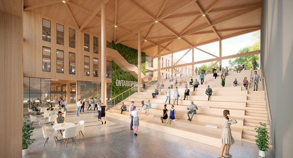 The new mass timber OPG headquarters in Clarington, Ont. will feature an open concept, promoting collaboration and team-building.