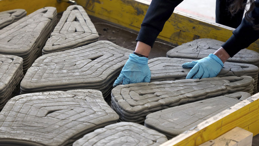 Pictured is Foamwork casting that was developed in Switzerland. Essentially 3D printing is used to create, “functional stay-in-place or temporary and recyclable formwork in concrete casting. The resulting mineral composite elements can save up to 70 per cent concrete, are lighter, and feature improved insulation properties.”