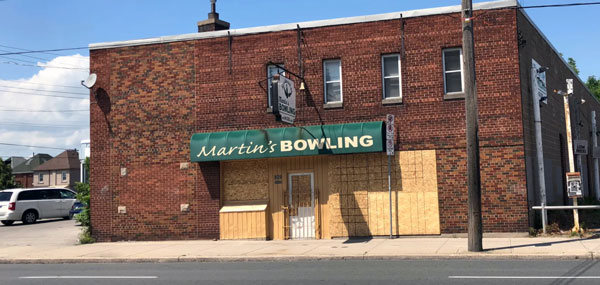 A former bowling alley is another of the properties slated for demolition.