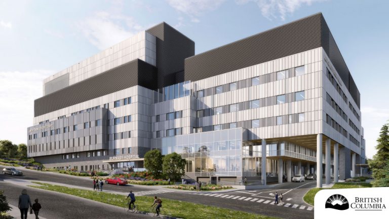 A rendering shows plans to redevelop Burnaby Hospital. Work began on the project this month.