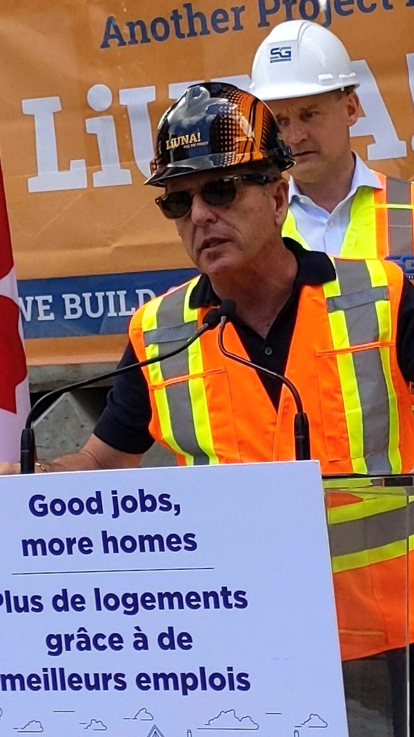 LIUNA executive Joseph Mancinelli discussed labour shortages during a recent Hamilton jobsite tour with two federal cabinet ministers.
