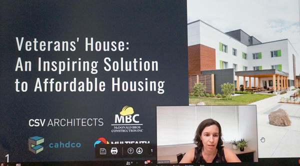 Jessie Smith, principal at CSV Architects, the firm behind the design of a three-storey, 40-unit award-winning residence for homeless veterans in Ottawa, said the project exceeded green performance targets.
