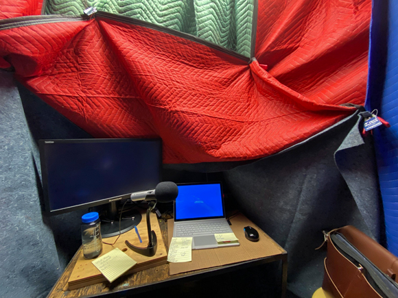 A makeshift studio in a lab at Thompson Rivers University is where plumbing instructor Paul Simpson recorded an audio textbook for plumbing level one. He hopes the audio will help students who struggle with reading the course’s extensive materials.