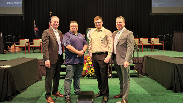 The UA International Apprentice Competition involved various skill testing competitions as well as a main project for each trade and a theory component. Pictured is Little accepting his award. 