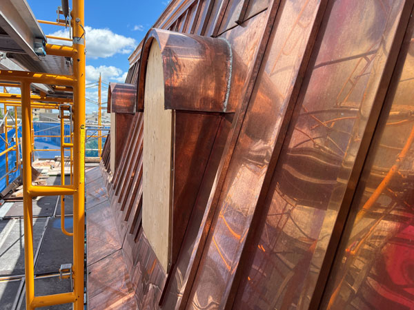 As part of restoration a new copper mansard roof was installed. 