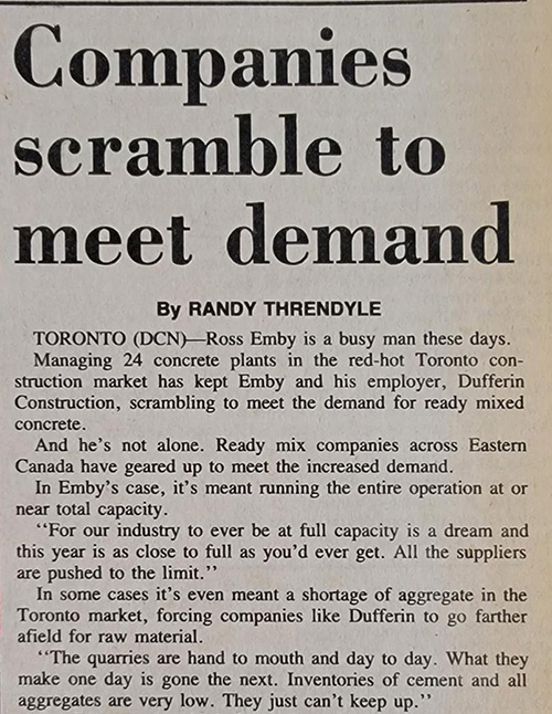 A story from the August 28, 1987 issue of the Daily Commercial News.
