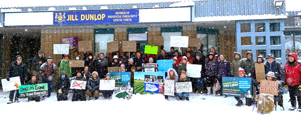 "Stop The Sprawl" demonstrations took place Sunday across southern Ontario like this one in Orillia, despite severe weather conditions.